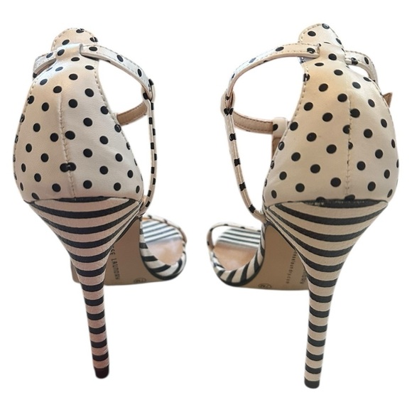 Chinese Laundry Polka Dot Dress Sandal,White and Black Size 7 - Picture 3 of 7